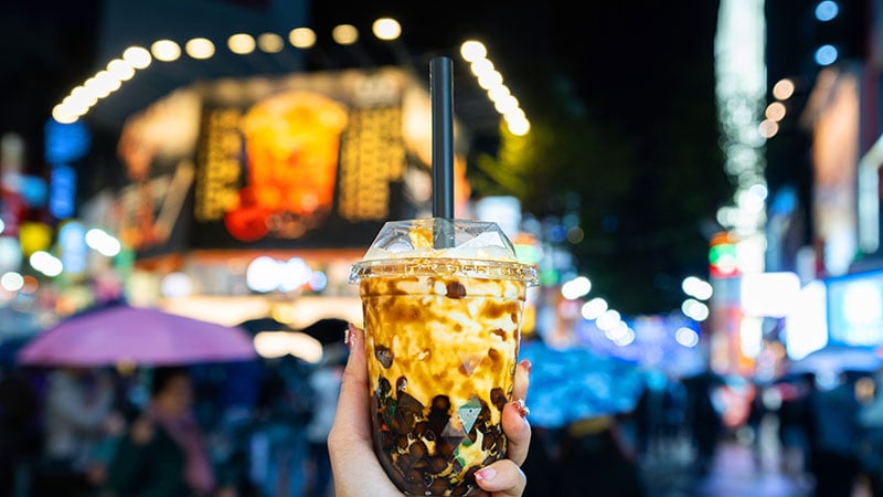 Taiwan pearl milk tea with bubble at ximending in Taipei, Taiwan