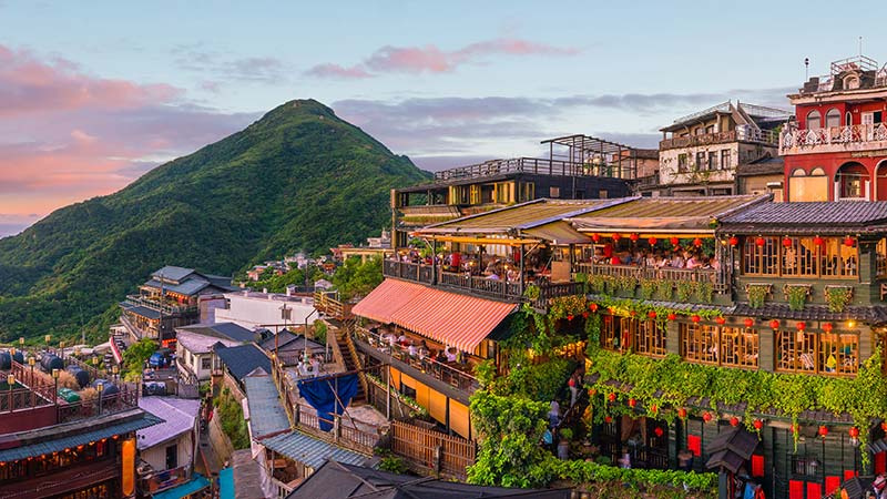 Top view of Jiufen Old Street in Taipei Taiwan