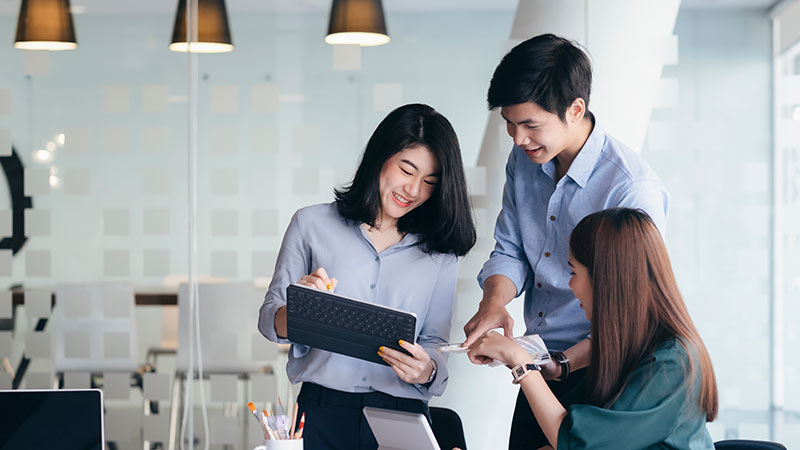 Group discussion in a meeting room